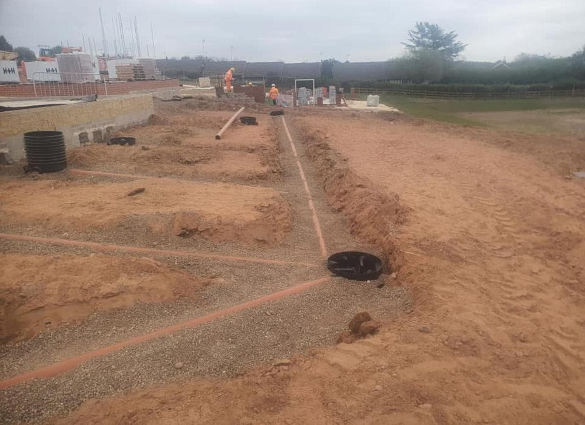 Drainage laid before the base goes over it