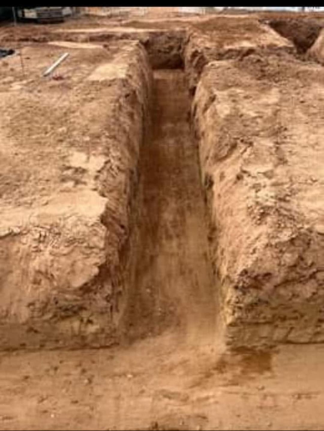 Foundation trench, dug square and to depth