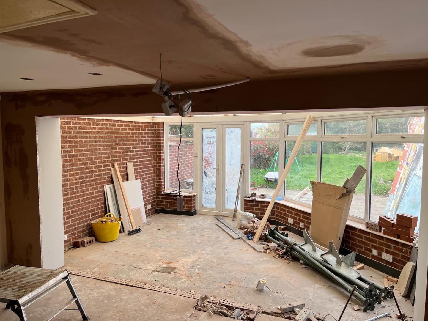 Rear room taken back to brick, during