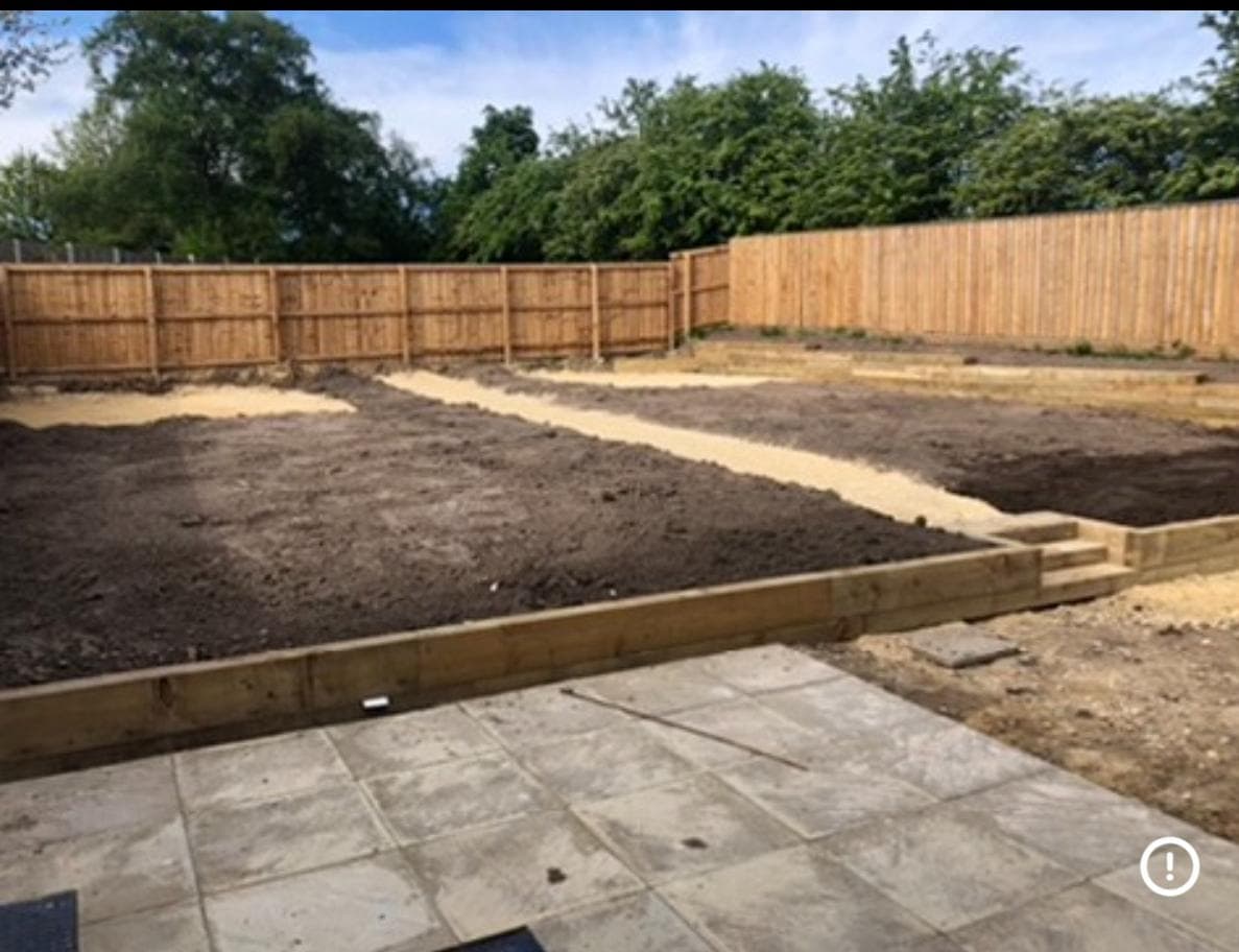 Garden levels, sleeper beds and paving paths