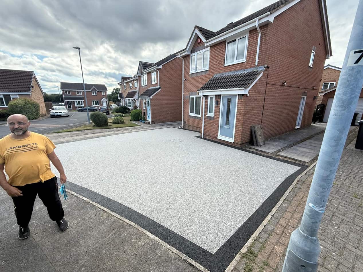 Finished resin bound driveway at the front of a house